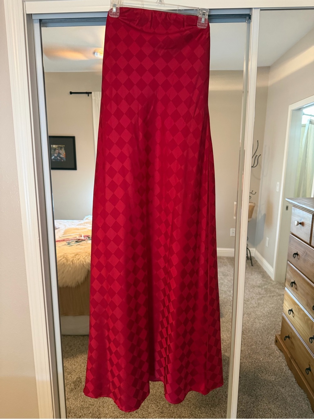 Show Me Your MuMu Red Checkered Maxi Dress